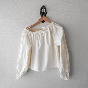 Petal + Pup NWT Ivory Off Shoulder Blouse Balloon Sleeve Top Women M Boho